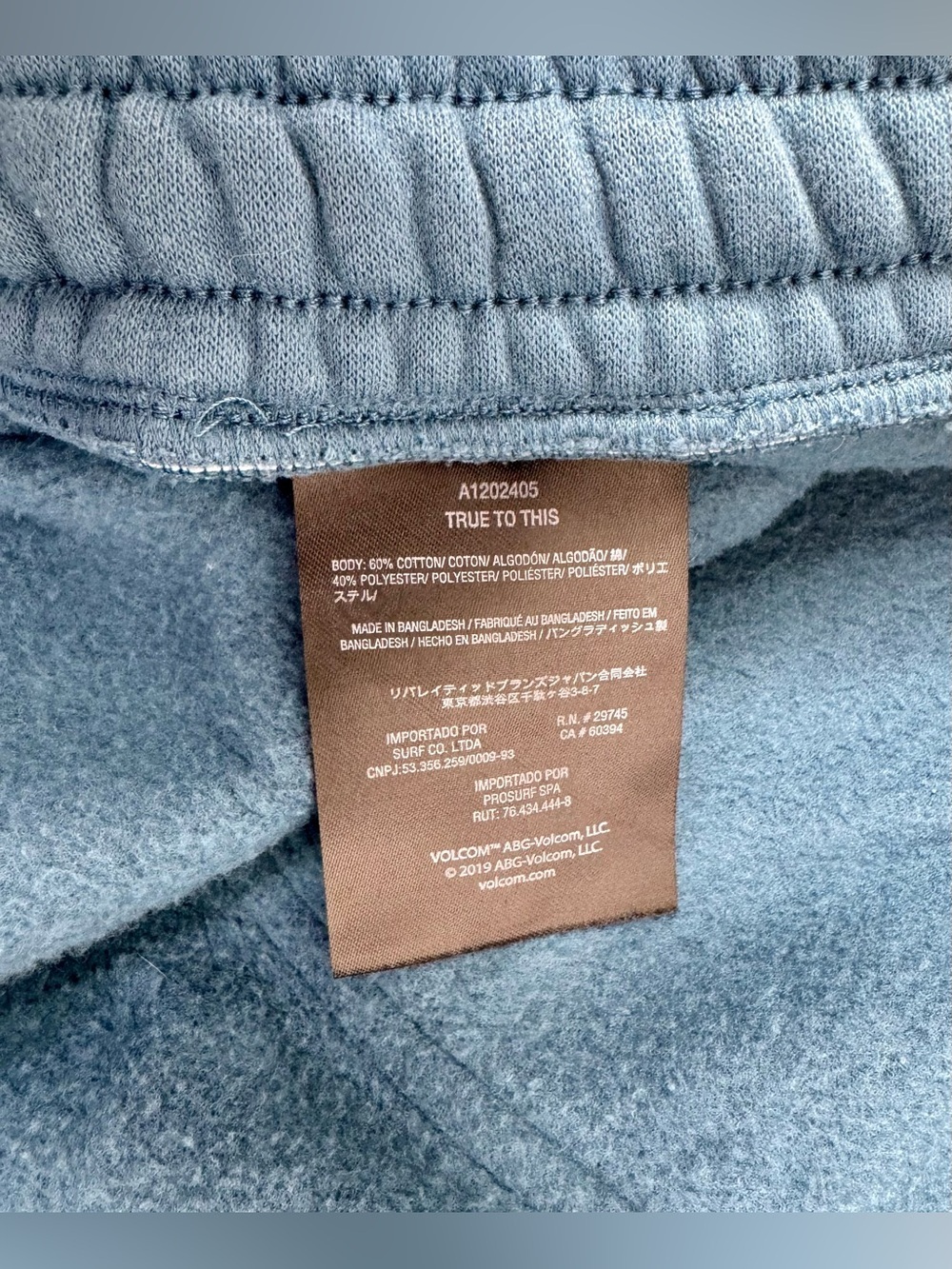 Volcom Mens Fleece Jogger Sweatpants XXL Tapered Teal - Picture 5 of 10